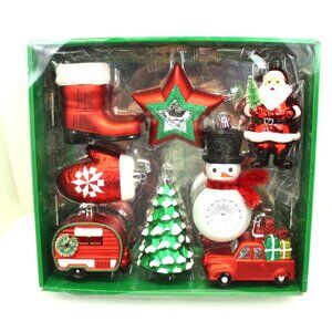 CG Hunter Department 56 Christmas Shatter 8 Piece Ornaments and 8 Hooks NIB